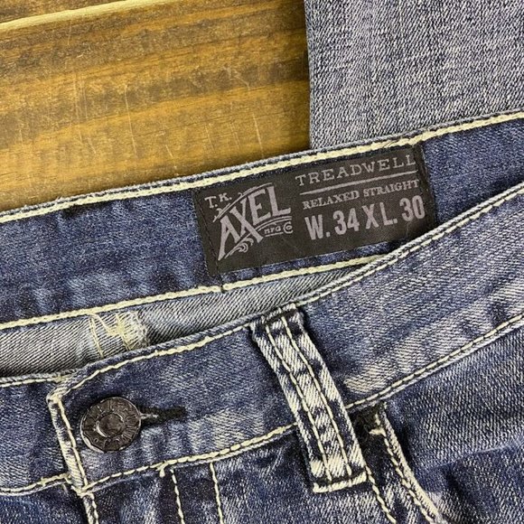 T.K. AXEL Treadwell Relaxed Straight Men's Denim Jeans Size 34/30 - Picture 2 of 7